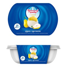 Мороженое пломбир Волга Айс Чебоксарский ванильное с кусочками груши ванночка 400 г