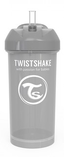Поильник с трубочкой Twistshake Straw Cup , цвет: пастельный серый (Pastel Grey), 360 мл