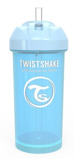 Поильник с трубочкой Twistshake Straw Cup , цвет: пастельный синий (Pastel Blue), 360 мл
