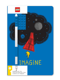 Книга для записей 143х215мм 96 л линейка с синей гелевой ручкой LEGO Classic Imagine 52523