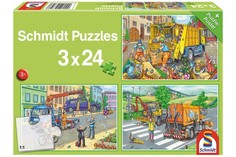 Пазл Грузовики - городские службы , 3х24 элемента Schmidt
