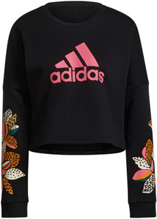 Свитшот женский adidas Farm Print Loose Cropped Logo, размер 42-44