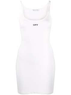 Off-White платье мини в рубчик с логотипом