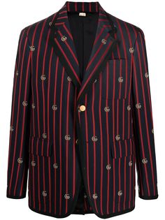 Gucci пиджак в полоску с логотипом GG