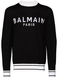 Balmain джемпер с логотипом и полосками