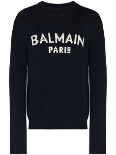 Balmain джемпер вязки интарсия с логотипом