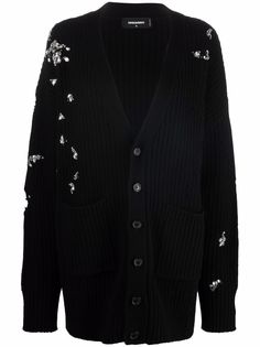 Dsquared2 кардиган с кристаллами и эффектом потертости