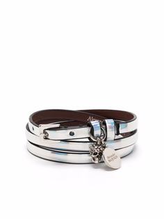 Alexander McQueen браслет с голографическим эффектом и декором Skull