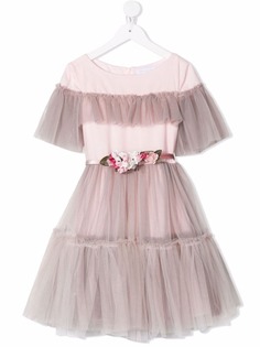 Monnalisa платье с цветочной аппликацией