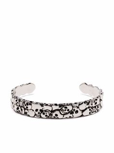 Alexander McQueen браслет-кафф с гравировкой Skull