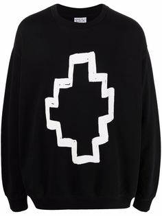Marcelo Burlon County of Milan TEMPERA CROSS OVER CREWNECK BLACK WHITE