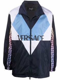 Versace спортивная куртка в стиле колор-блок с логотипом
