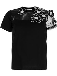 RED Valentino блузка с короткими рукавами и цветочной аппликацией