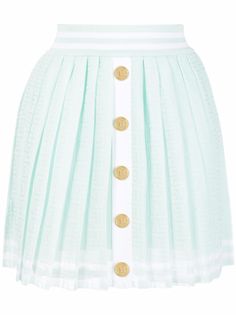 Balmain плиссированная юбка с монограммой PB