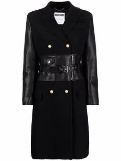 Moschino двубортное пальто со вставками