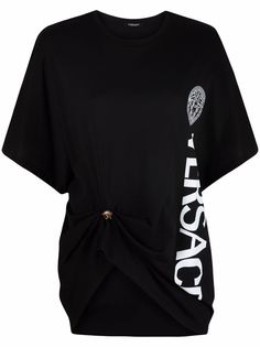 Versace футболка со сборками и логотипом Medusa