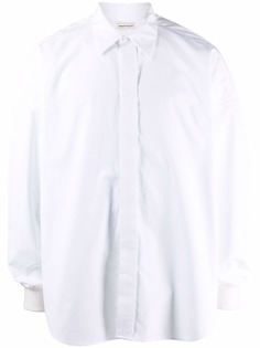 Alexander McQueen поплиновая рубашка с приспущенными плечами