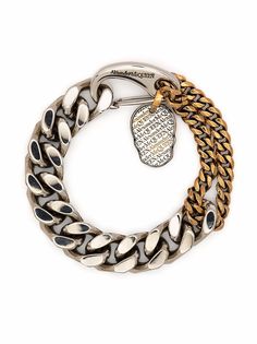 Alexander McQueen массивный цепочный браслет с подвеской Skull