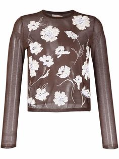 Tory Burch трикотажный топ с цветочной вышивкой