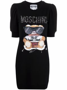 Moschino платье с графичным принтом и короткими рукавами
