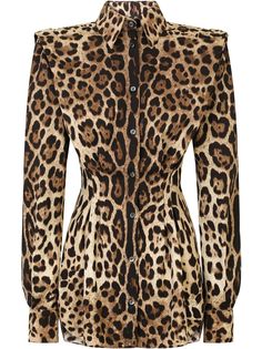 Dolce & Gabbana структурированная рубашка с леопардовым принтом