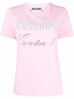 Moschino футболка с кристаллами и логотипом