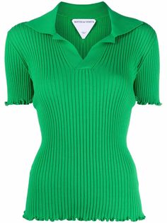 Bottega Veneta топ в рубчик с короткими рукавами