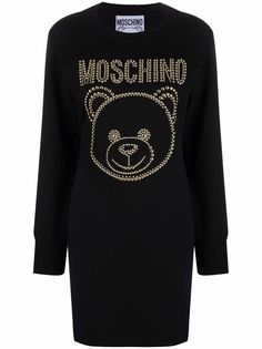 Moschino платье с заклепками и длинными рукавами