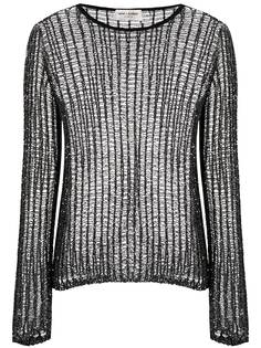 Saint Laurent сетчатый топ с эффектом металлик
