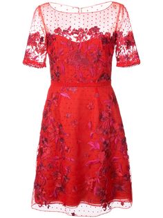 Marchesa Notte платье мини с вышивкой