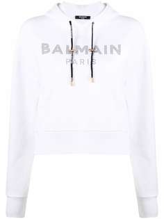 Balmain худи с логотипом и стразами