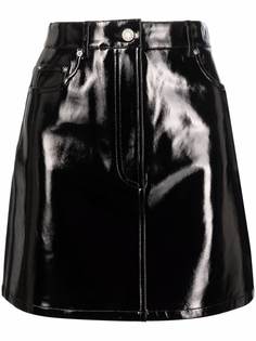 Helmut Lang кожаная юбка мини с карманами