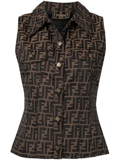 Fendi Pre-Owned жилет на пуговицах с узором Zucca