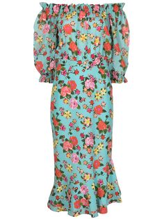 Saloni платье с открытыми плечами и цветочным принтом