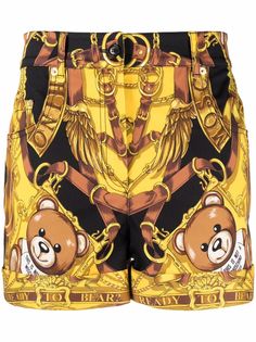 Moschino шорты с завышенной талией и принтом
