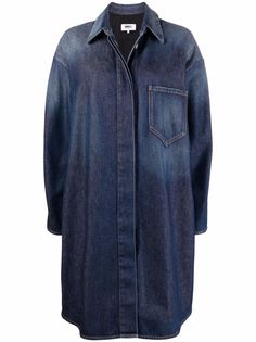 MM6 Maison Margiela двухцветное джинсовое пальто на пуговицах