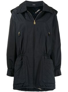 Chanel Pre-Owned стеганое пальто с капюшоном