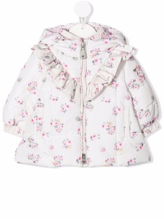 Monnalisa куртка с капюшоном и цветочным принтом