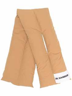 Jil Sander дутый шарф с нашивкой-логотипом