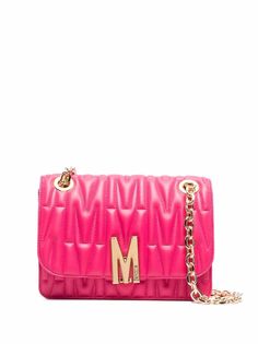 Moschino стеганая сумка на плечо с монограммой