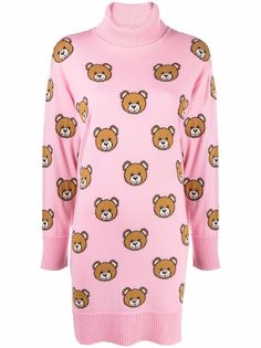 Moschino трикотажное платье Teddy Bear с высоким воротником