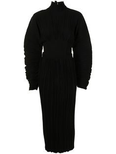 Dion Lee платье миди с пышными рукавами и плиссировкой
