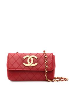 Chanel Pre-Owned стеганая сумка через плечо с логотипом CC