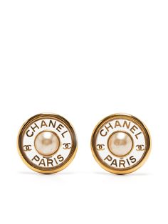 Chanel Pre-Owned серьги-клипсы с логотипом CC