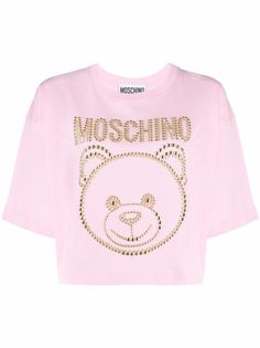 Moschino укороченная футболка Teddy Studs