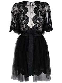 Elisabetta Franchi платье мини с кружевом