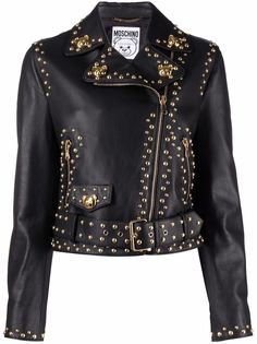 Moschino байкерская куртка Teddy Studs