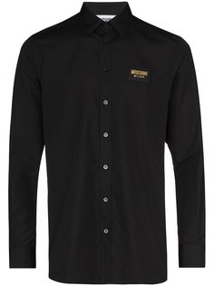 Moschino logo-patch cotton shirt