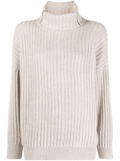 Brunello Cucinelli кашемировый джемпер с высоким воротником в рубчик