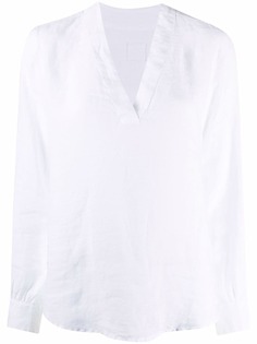 120% Lino блузка-трапеция с длинными рукавами